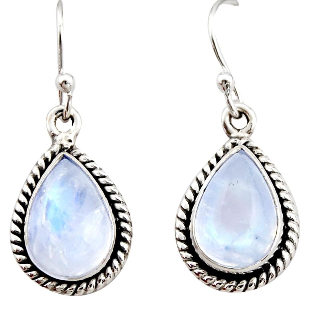 925 sterling silver 8.44cts natural rainbow moonstone dangle earrings r21527