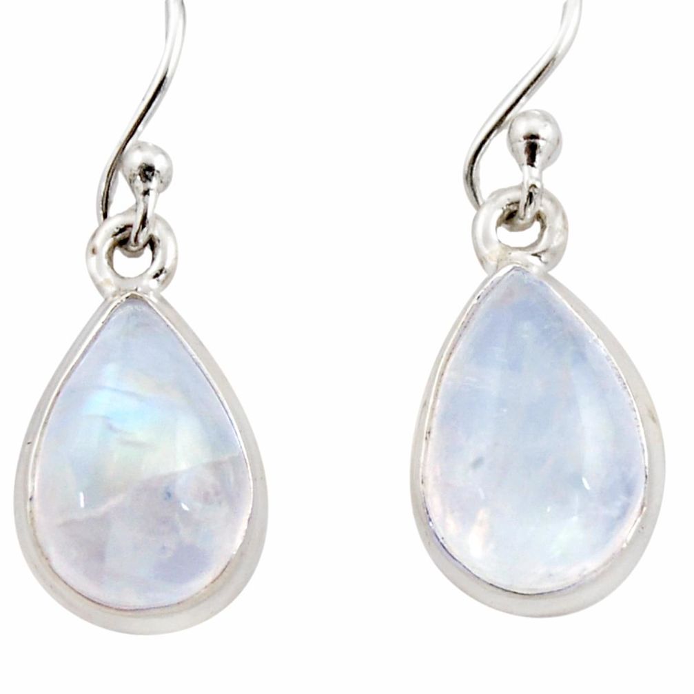 925 sterling silver 6.23cts natural rainbow moonstone dangle earrings r21547