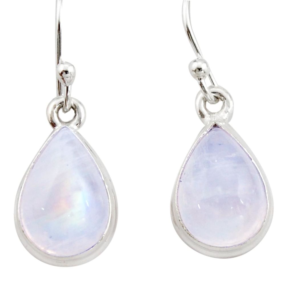 925 sterling silver 6.25cts natural rainbow moonstone dangle earrings r21554