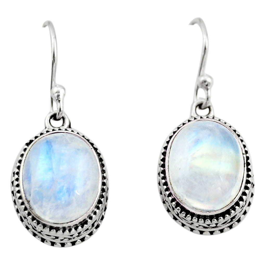 925 sterling silver 8.02cts natural rainbow moonstone dangle earrings r21875