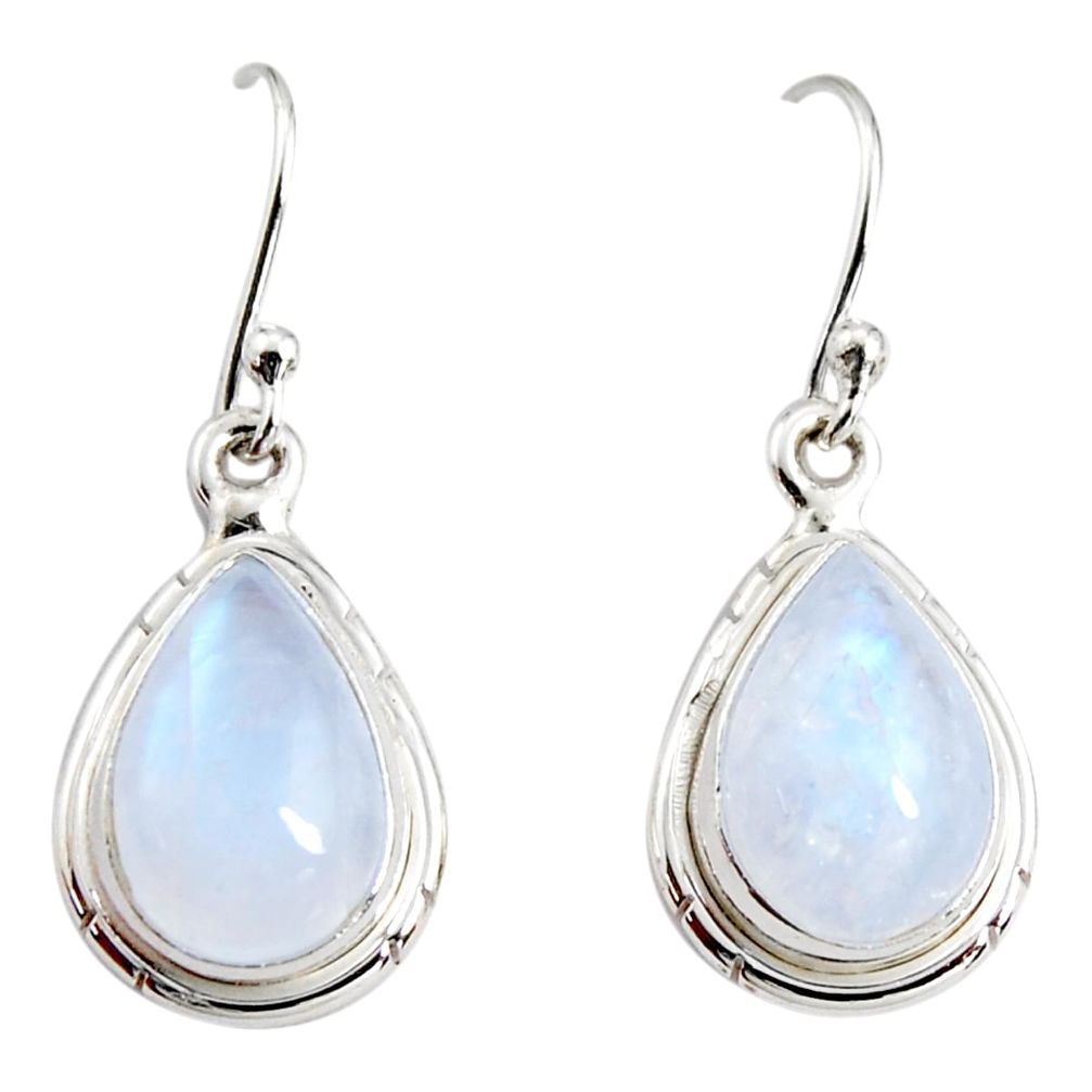 925 sterling silver 8.73cts natural rainbow moonstone dangle earrings r25098