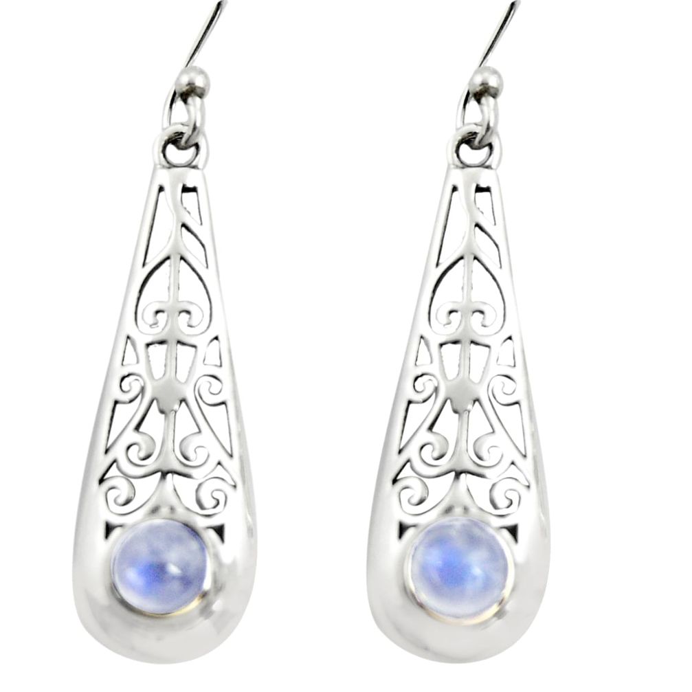 925 sterling silver 1.66cts natural rainbow moonstone dangle earrings r26080