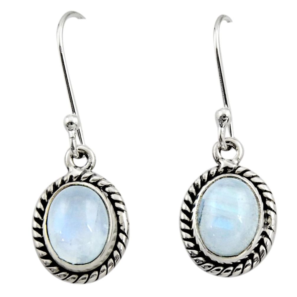 925 sterling silver 4.24cts natural rainbow moonstone dangle earrings r26718