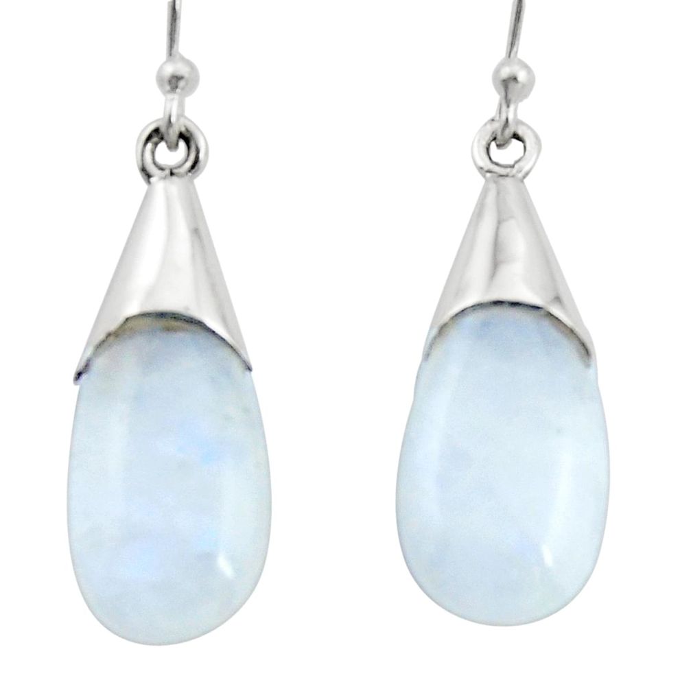 925 sterling silver 13.13cts natural rainbow moonstone dangle earrings r27015