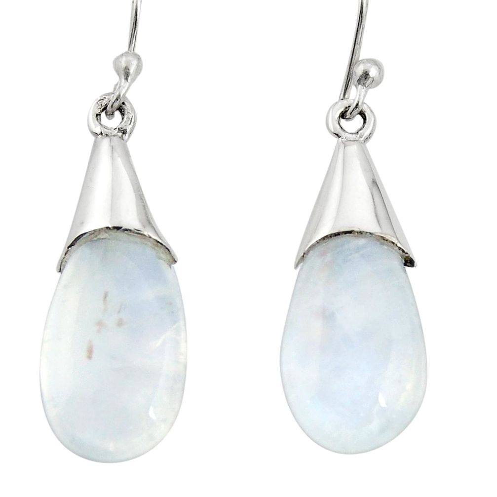 925 sterling silver 13.50cts natural rainbow moonstone dangle earrings r27018