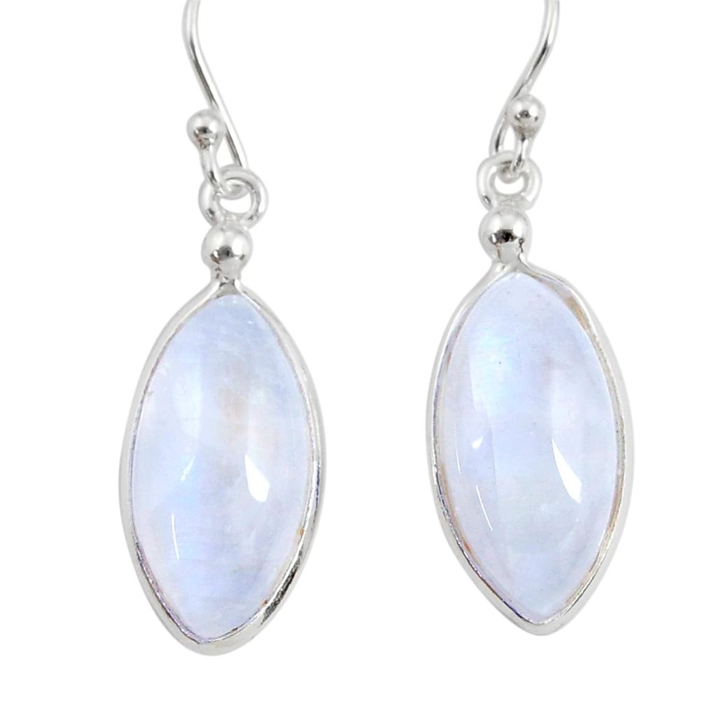 925 sterling silver 13.13cts natural rainbow moonstone dangle earrings r29227