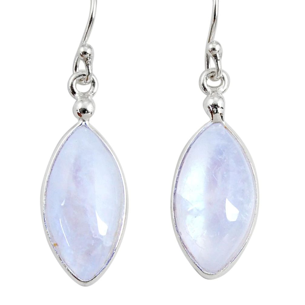 925 sterling silver 10.14cts natural rainbow moonstone dangle earrings r29230