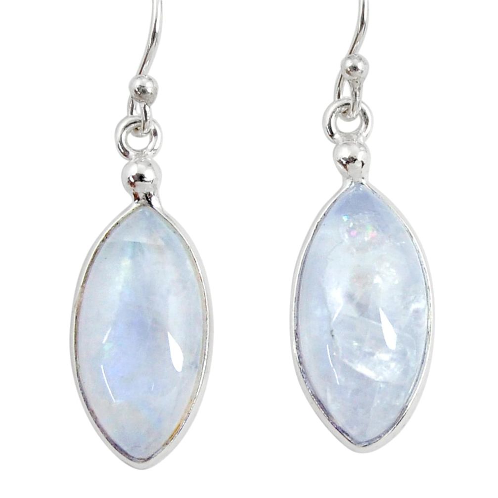 925 sterling silver 11.93cts natural rainbow moonstone dangle earrings r29234