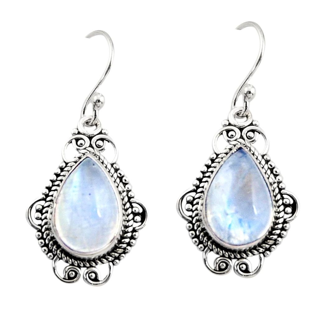 925 sterling silver 8.79cts natural rainbow moonstone dangle earrings r30944