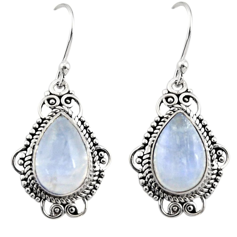 925 sterling silver 8.73cts natural rainbow moonstone dangle earrings r30960