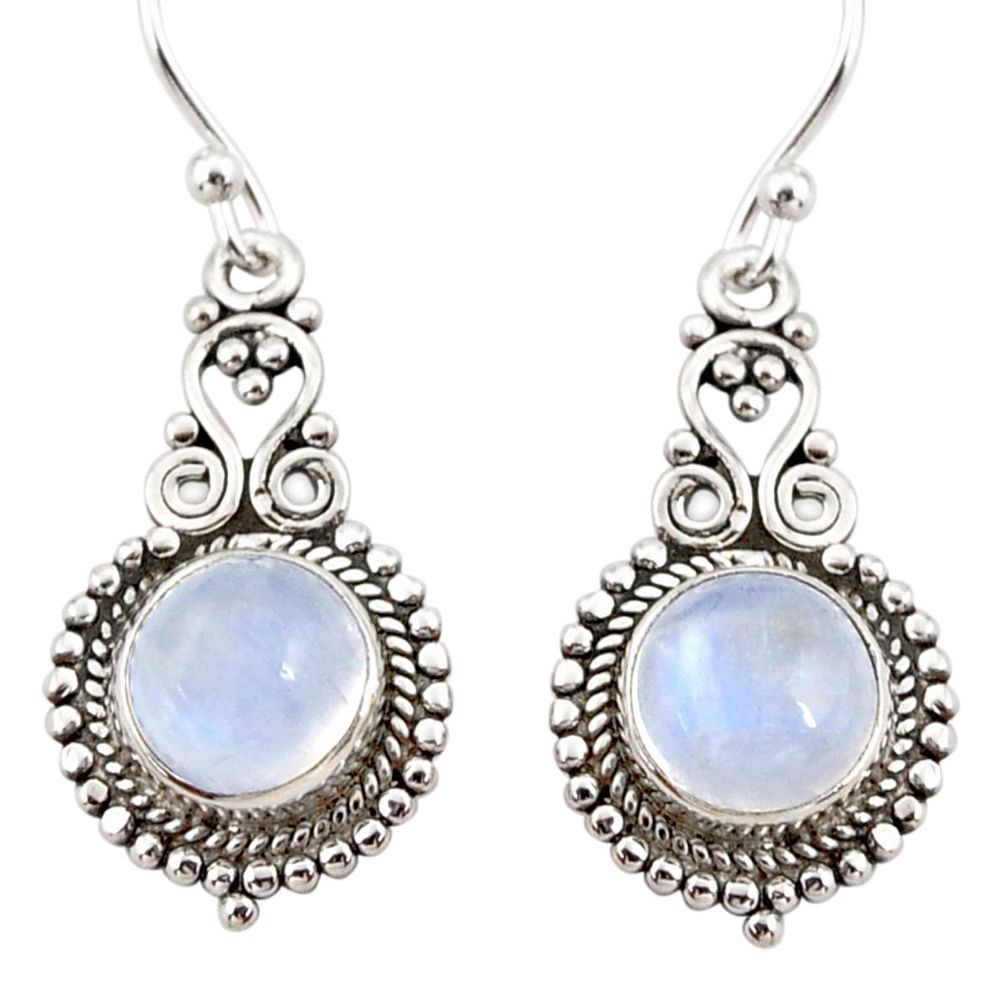 925 sterling silver 6.61cts natural rainbow moonstone dangle earrings r31267