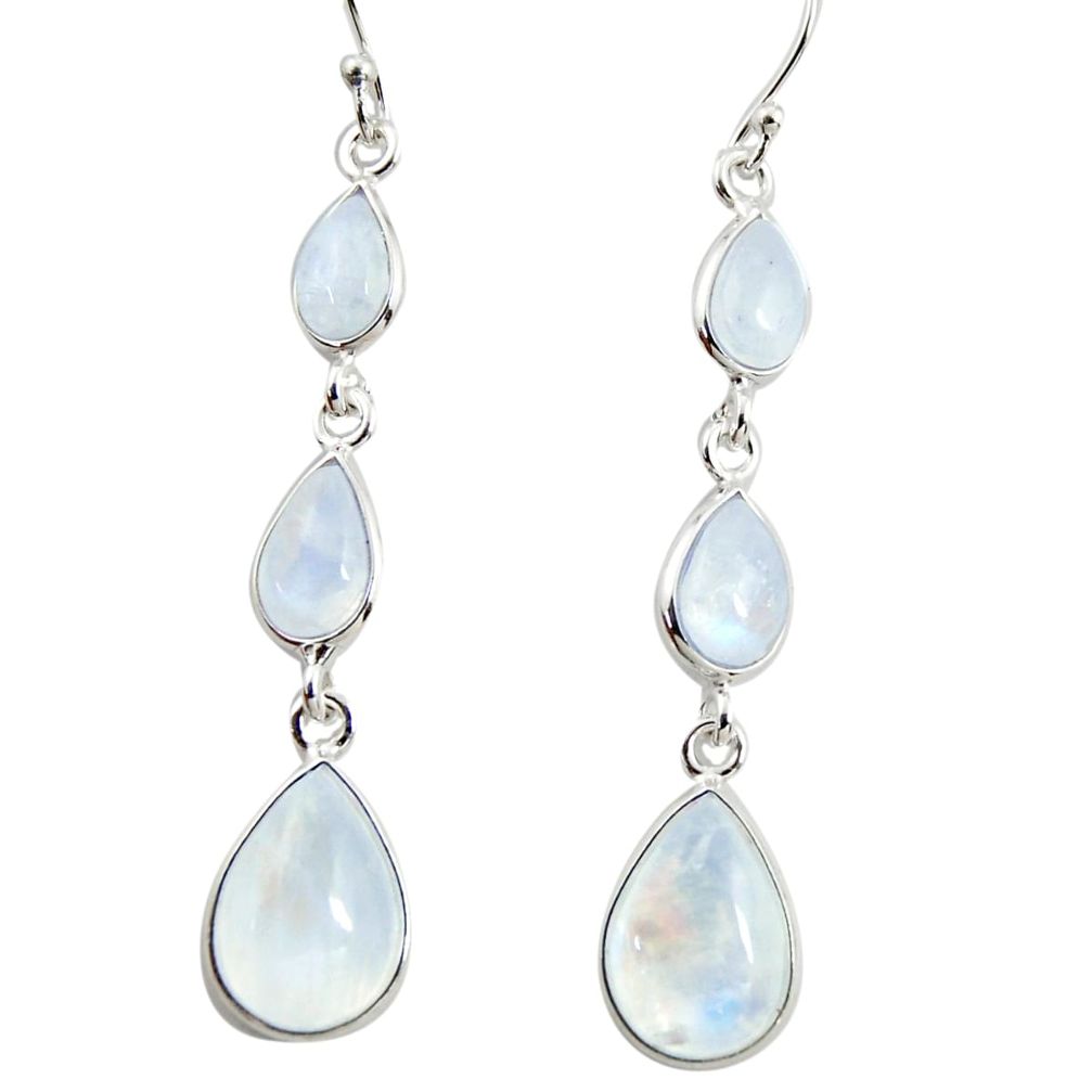 925 sterling silver 16.94cts natural rainbow moonstone dangle earrings r35099