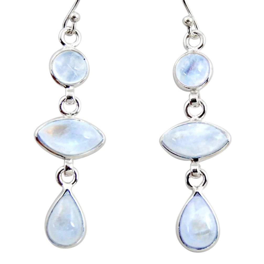925 sterling silver 13.13cts natural rainbow moonstone dangle earrings r35120