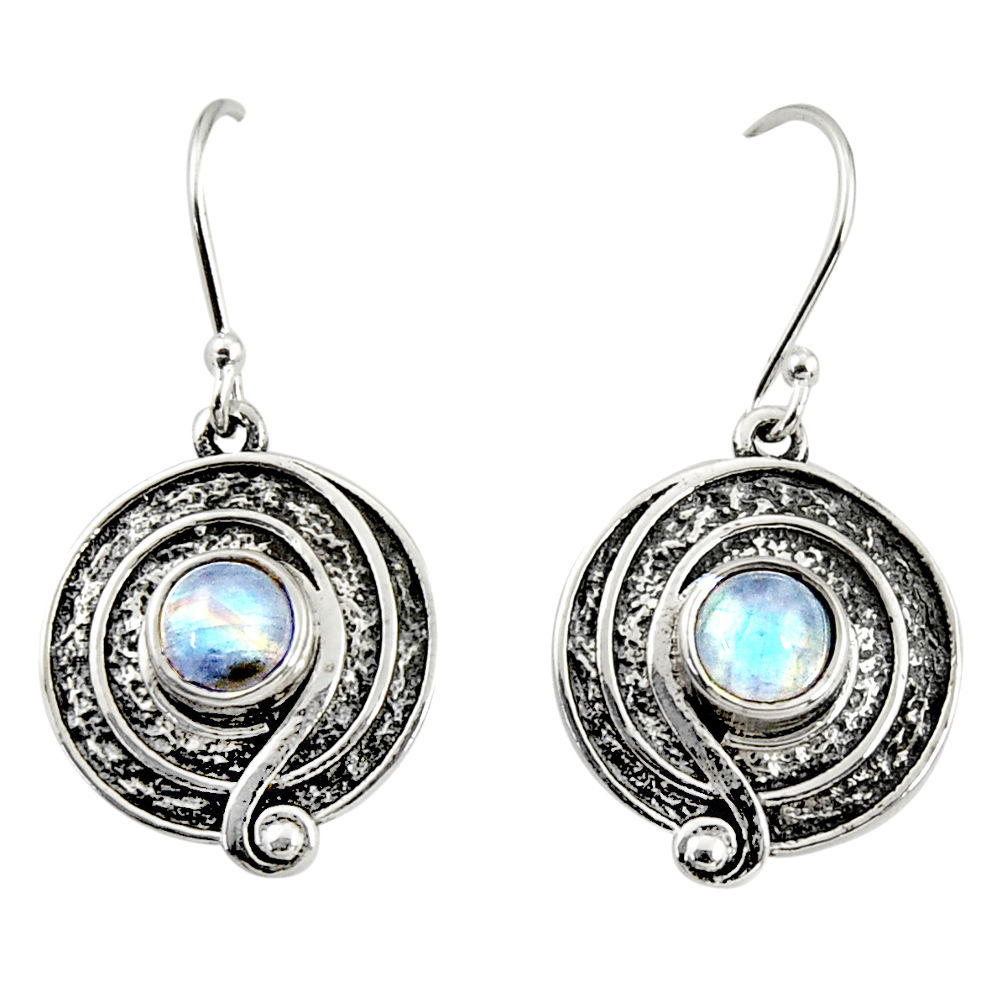 925 sterling silver 2.47cts natural rainbow moonstone dangle earrings r35158