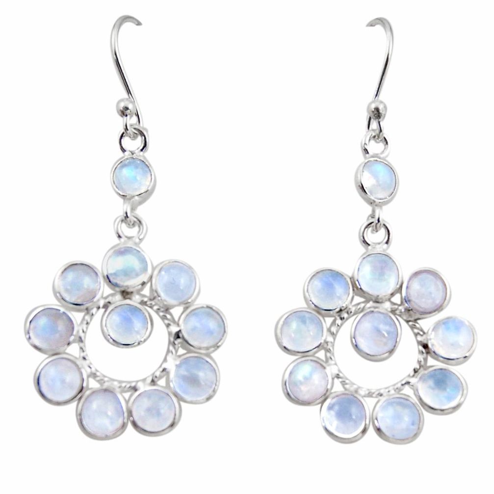 925 sterling silver 10.58cts natural rainbow moonstone dangle earrings r35539