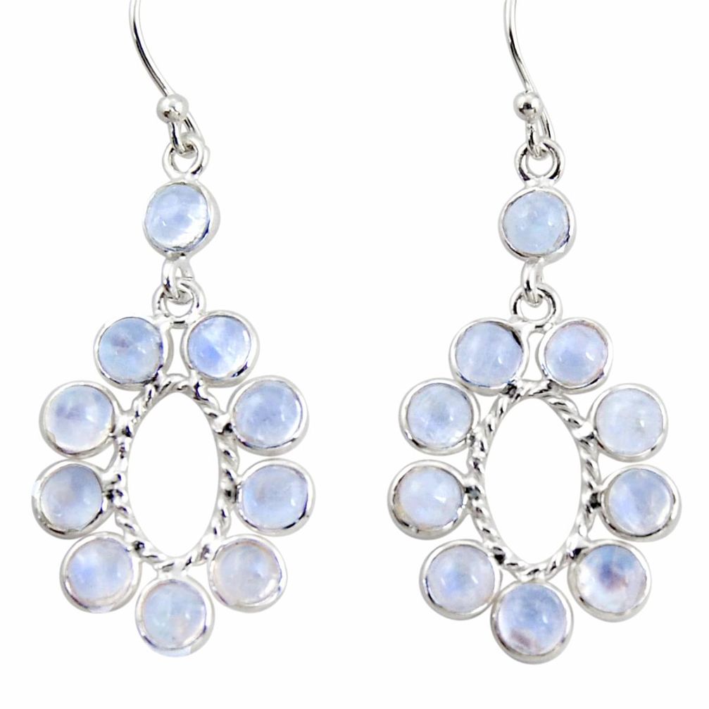 925 sterling silver 10.67cts natural rainbow moonstone dangle earrings r35597