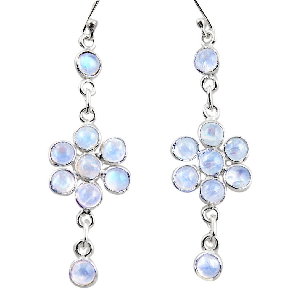 925 sterling silver 9.55cts natural rainbow moonstone dangle earrings r35653
