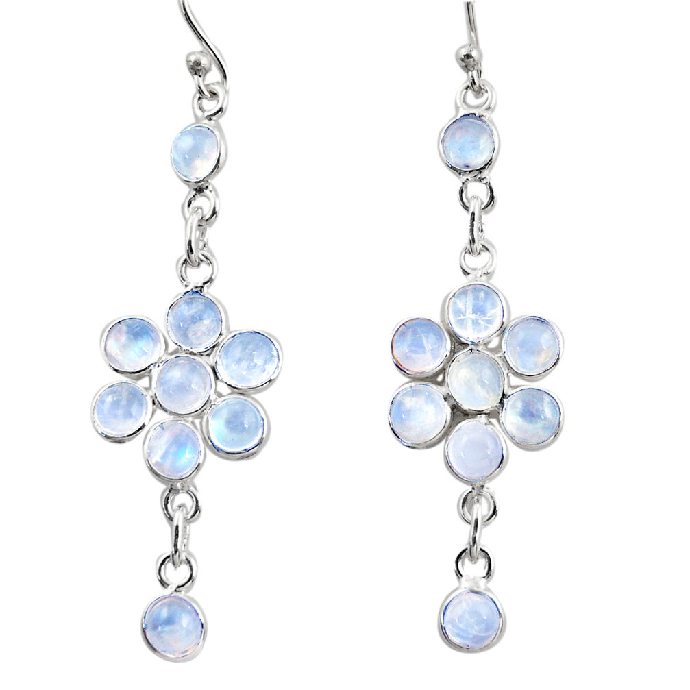 925 sterling silver 9.72cts natural rainbow moonstone dangle earrings r35657