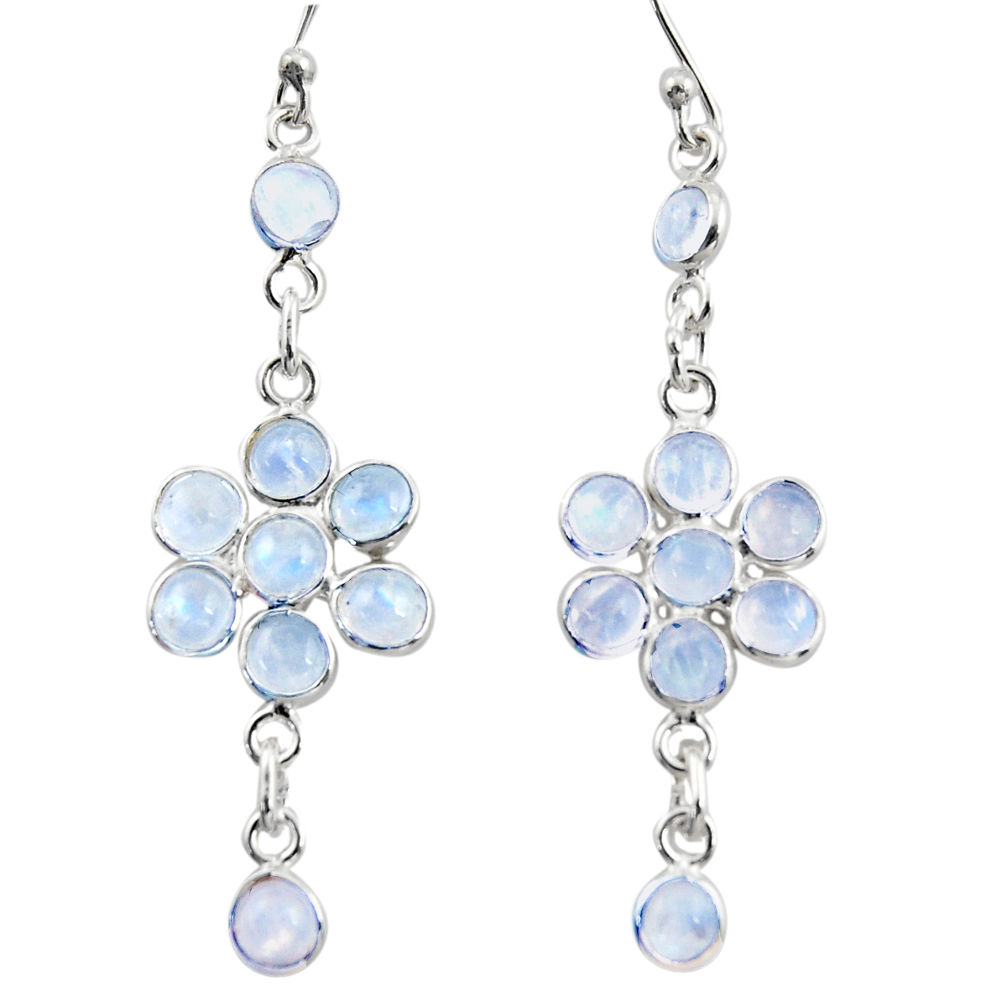 925 sterling silver 9.72cts natural rainbow moonstone dangle earrings r35660