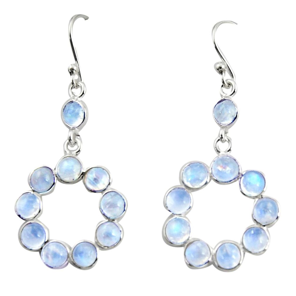 925 sterling silver 8.12cts natural rainbow moonstone dangle earrings r35692