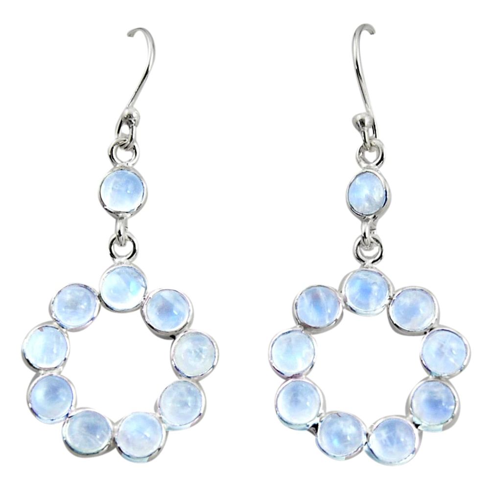 925 sterling silver 8.58cts natural rainbow moonstone dangle earrings r35699