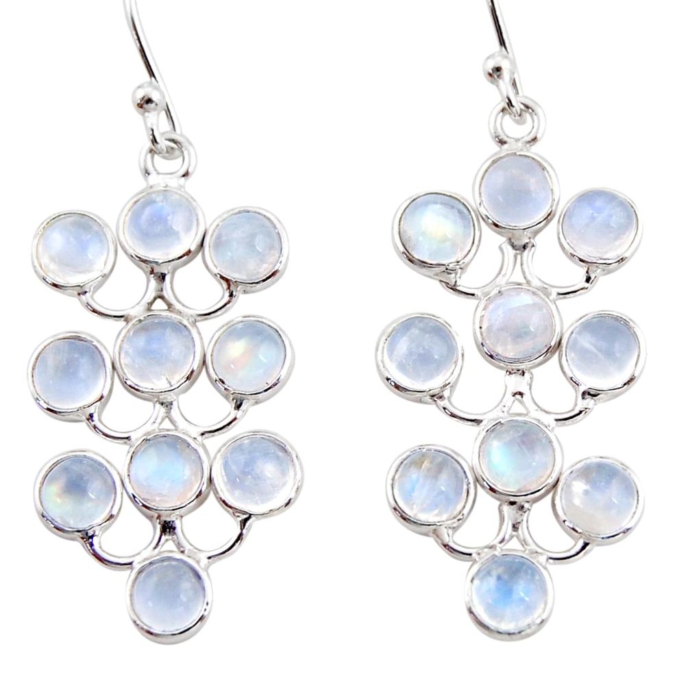 925 sterling silver 9.68cts natural rainbow moonstone dangle earrings r35815