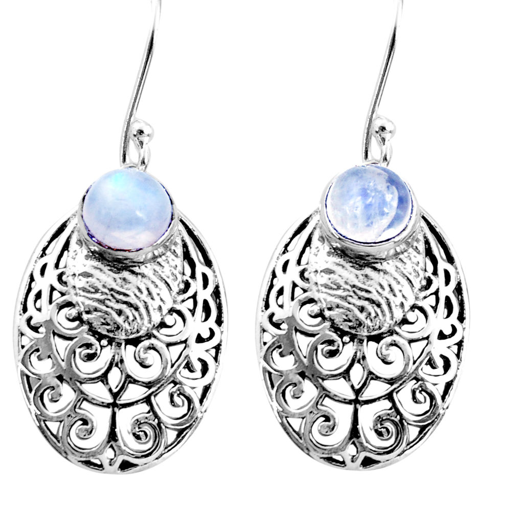 925 sterling silver 2.37cts natural rainbow moonstone dangle earrings r36599