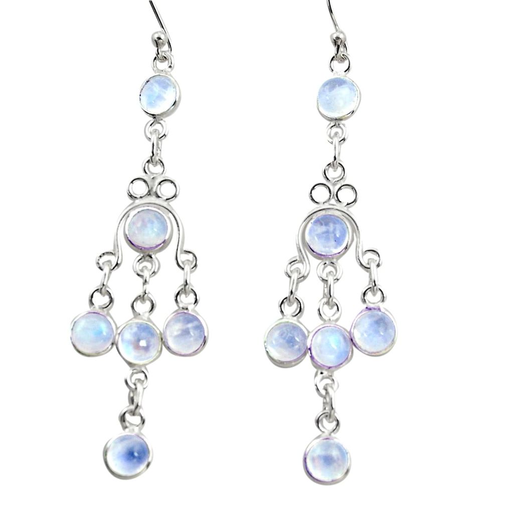 925 sterling silver 9.05cts natural rainbow moonstone dangle earrings r37540