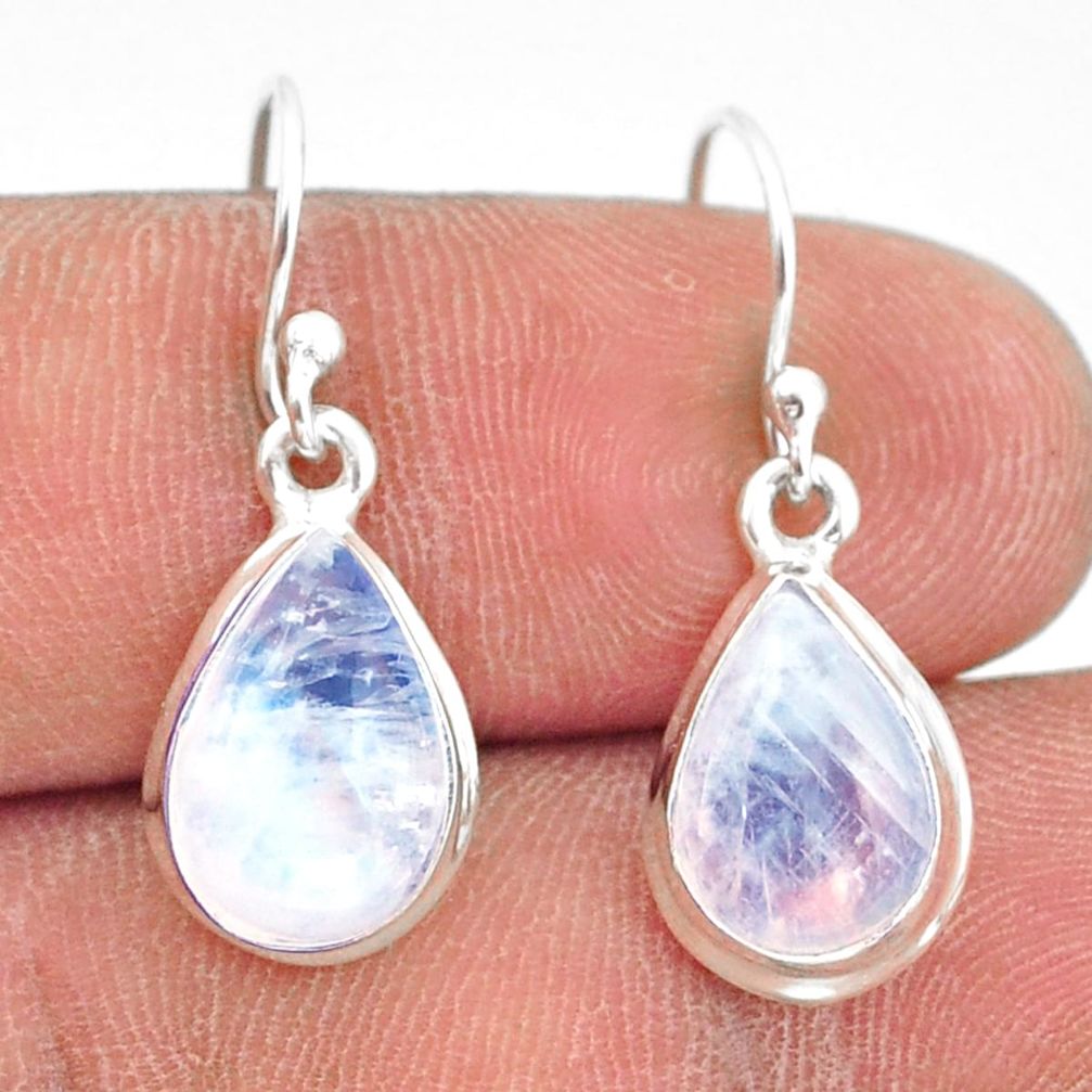 925 sterling silver 6.64cts natural rainbow moonstone dangle earrings r41164