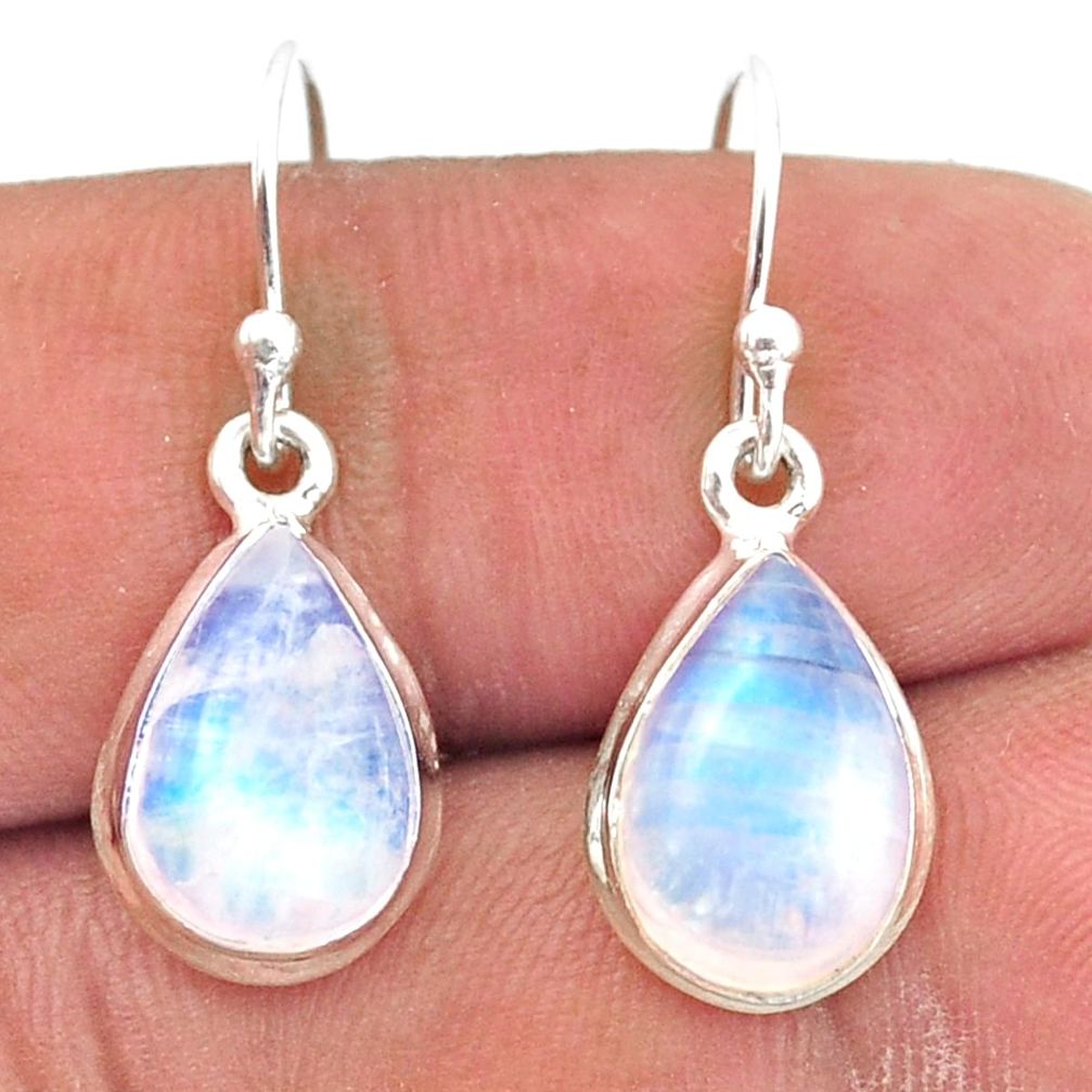 925 sterling silver 7.95cts natural rainbow moonstone dangle earrings r41172