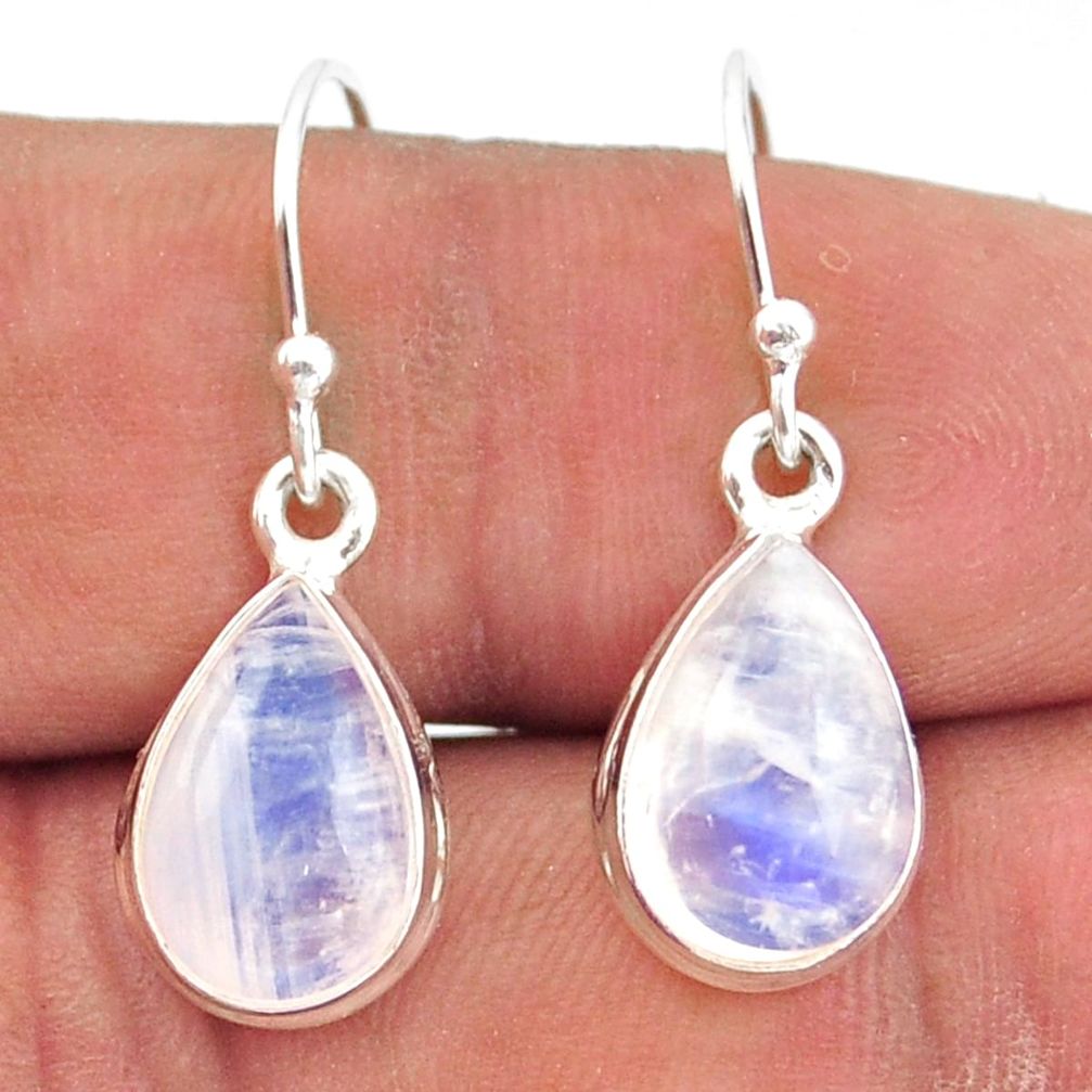 925 sterling silver 7.66cts natural rainbow moonstone dangle earrings r41180