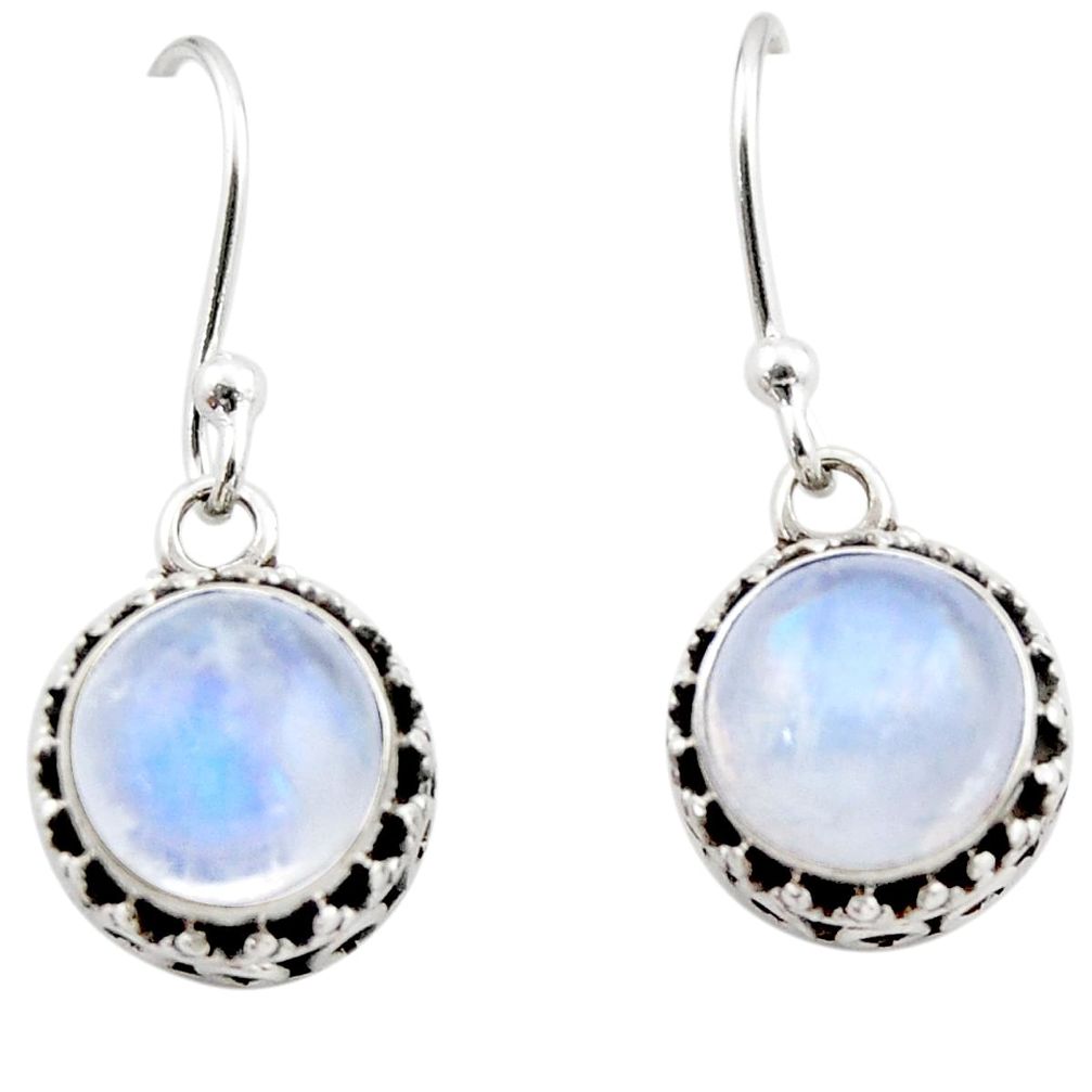 925 sterling silver 5.13cts natural rainbow moonstone dangle earrings r53024