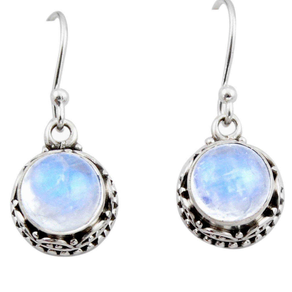 925 sterling silver 5.87cts natural rainbow moonstone dangle earrings r53031