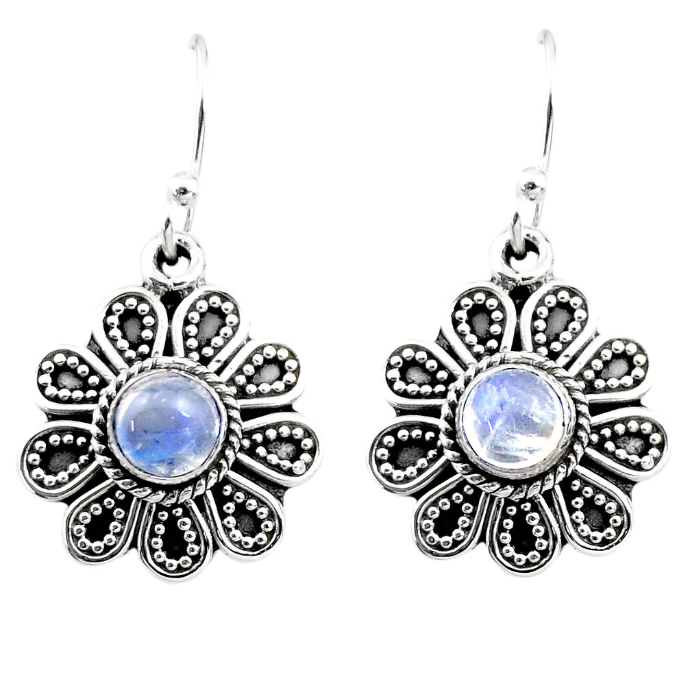 925 sterling silver 1.40cts natural rainbow moonstone dangle earrings r54020