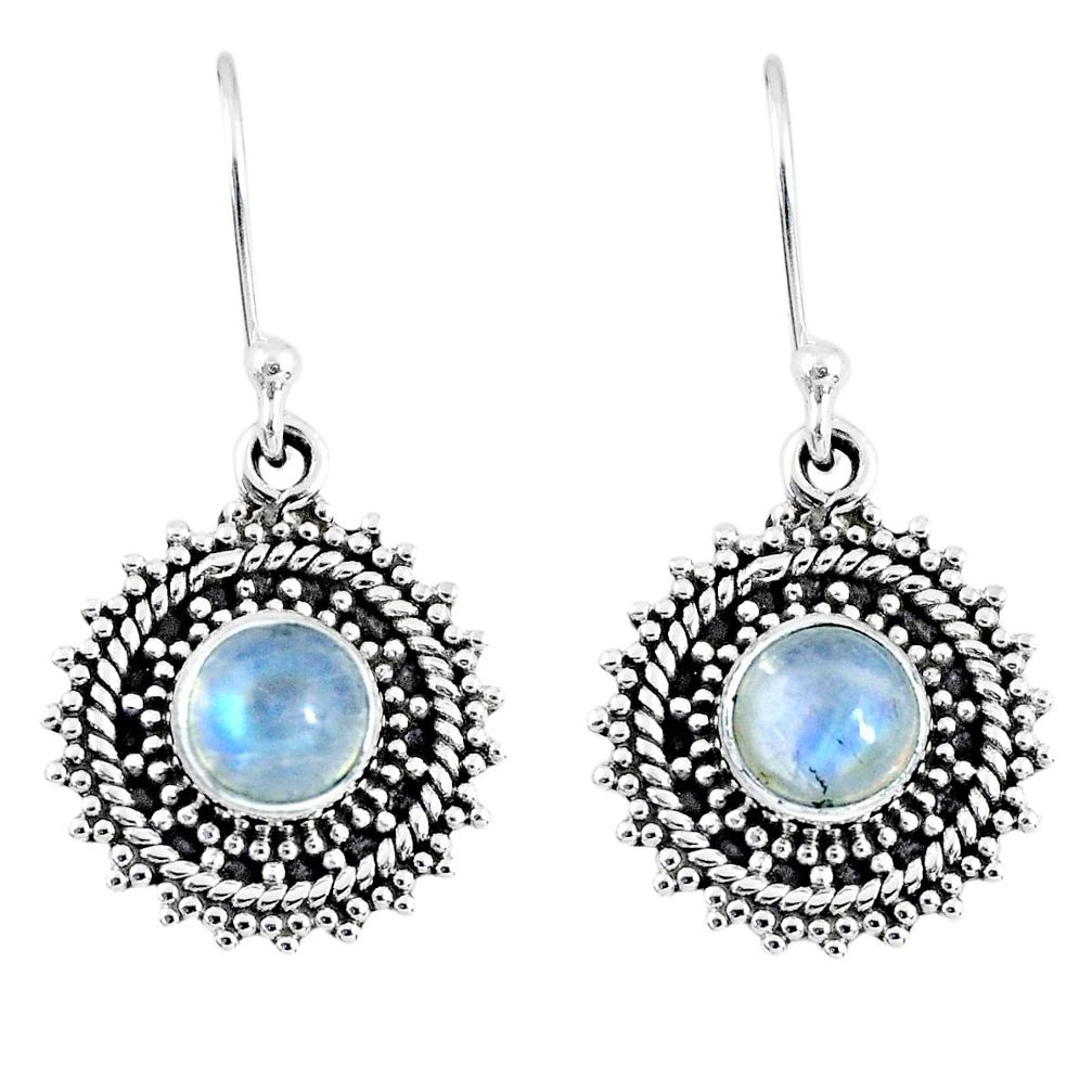 925 sterling silver 2.81cts natural rainbow moonstone dangle earrings r55199