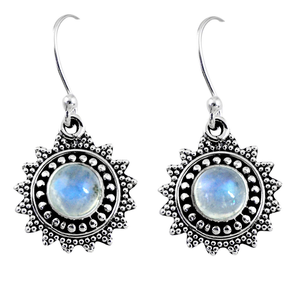 925 sterling silver 2.32cts natural rainbow moonstone dangle earrings r55239