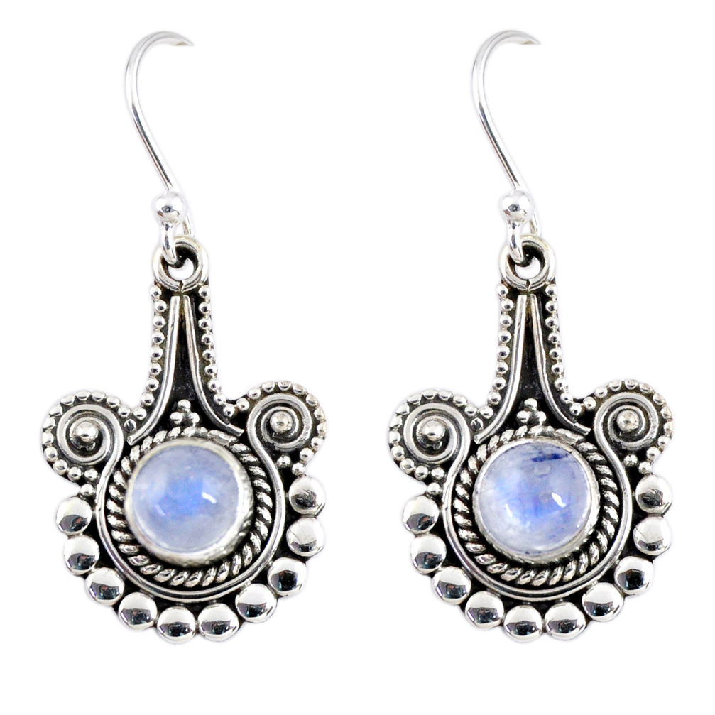 925 sterling silver 2.55cts natural rainbow moonstone dangle earrings r55300