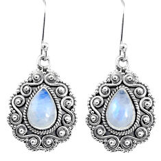 925 sterling silver 4.92cts natural rainbow moonstone dangle earrings r64103