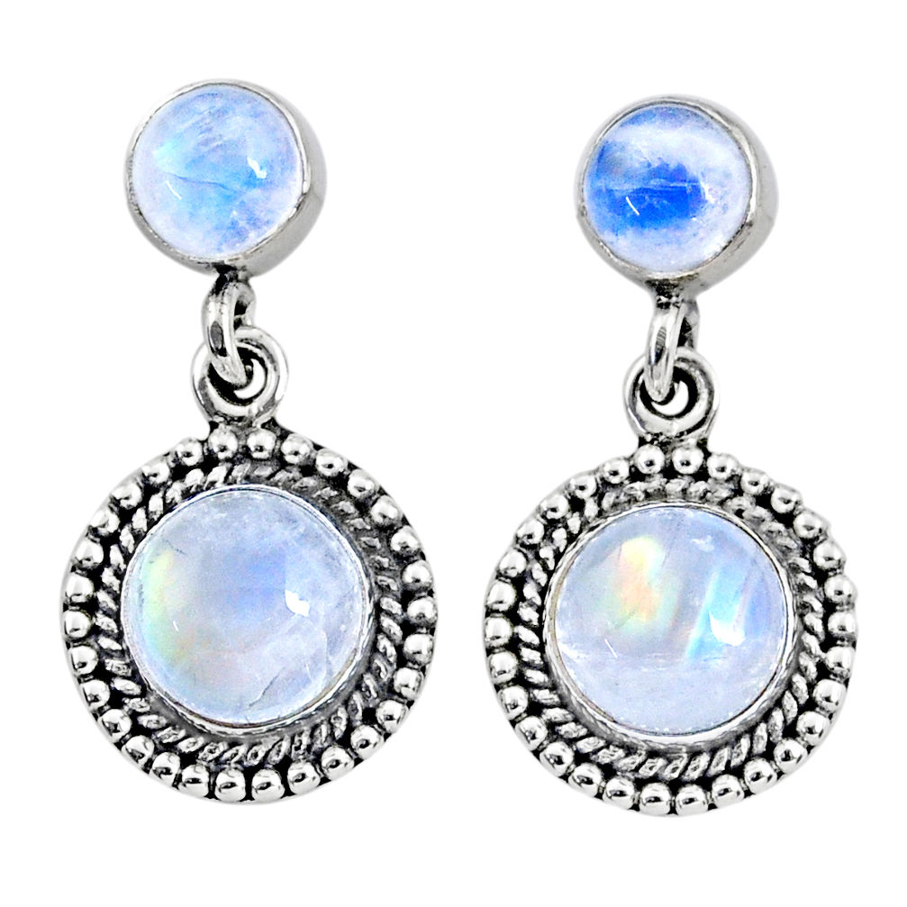 925 sterling silver 7.54cts natural rainbow moonstone dangle earrings r64178