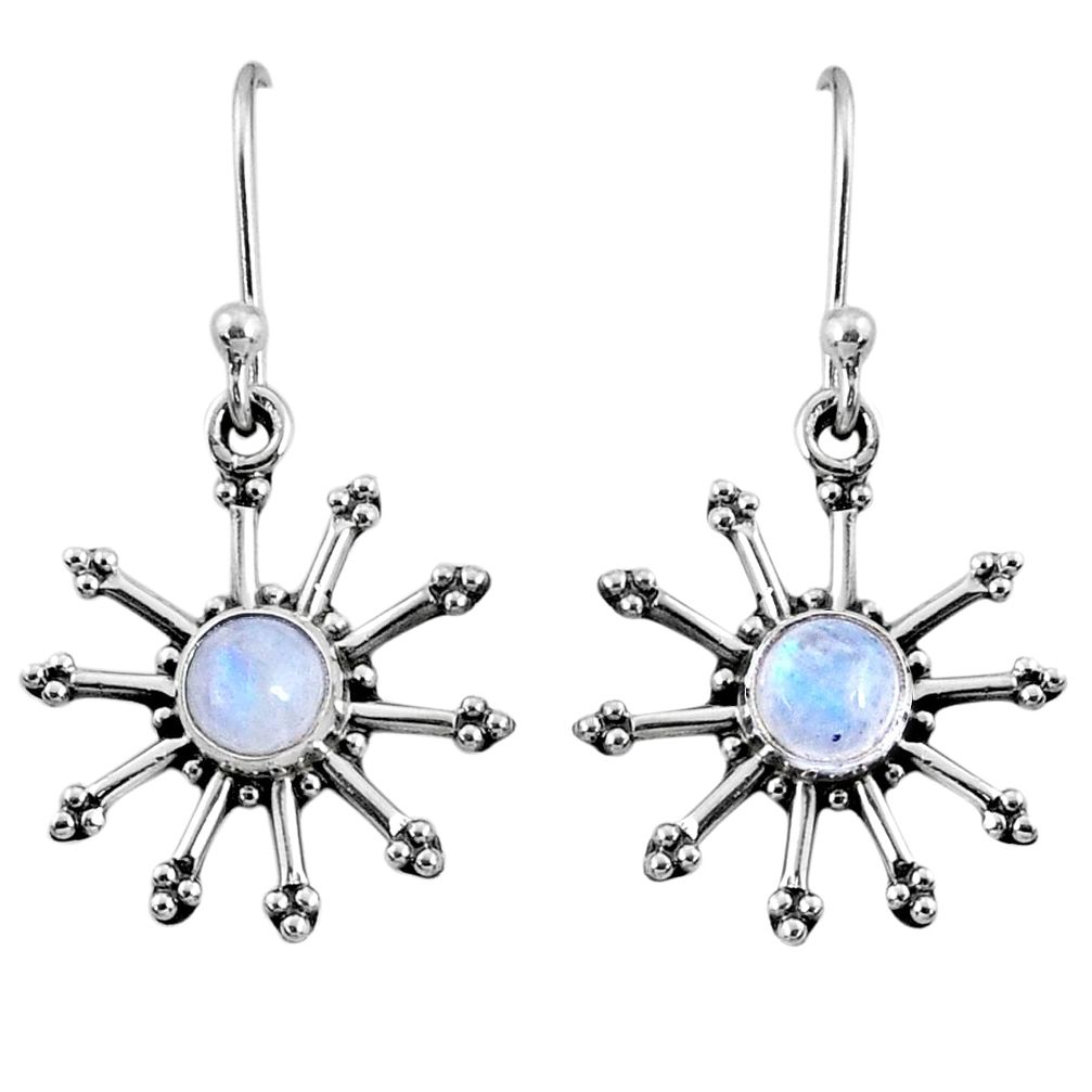 925 sterling silver 2.44cts natural rainbow moonstone dangle earrings r65118