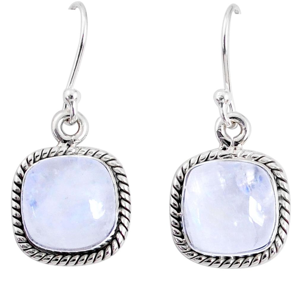 925 sterling silver 9.16cts natural rainbow moonstone dangle earrings r66755