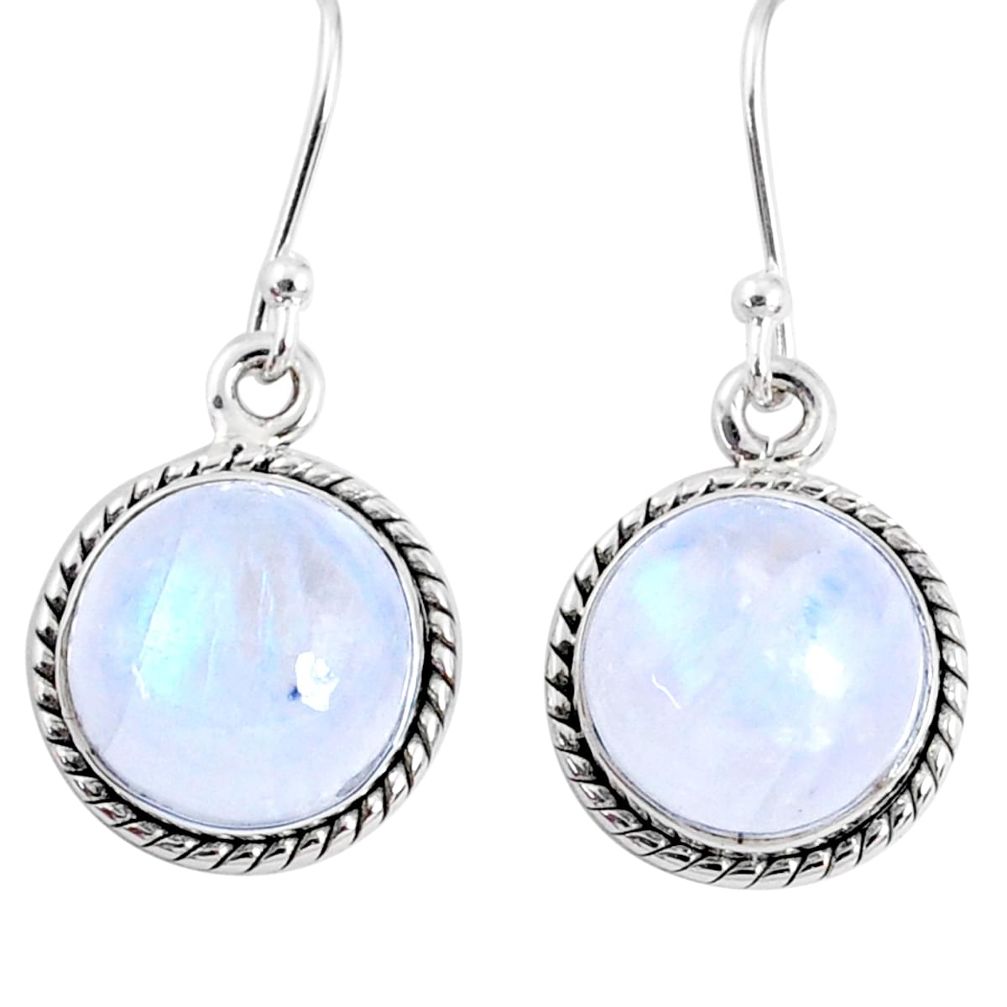 925 sterling silver 11.21cts natural rainbow moonstone dangle earrings r66759