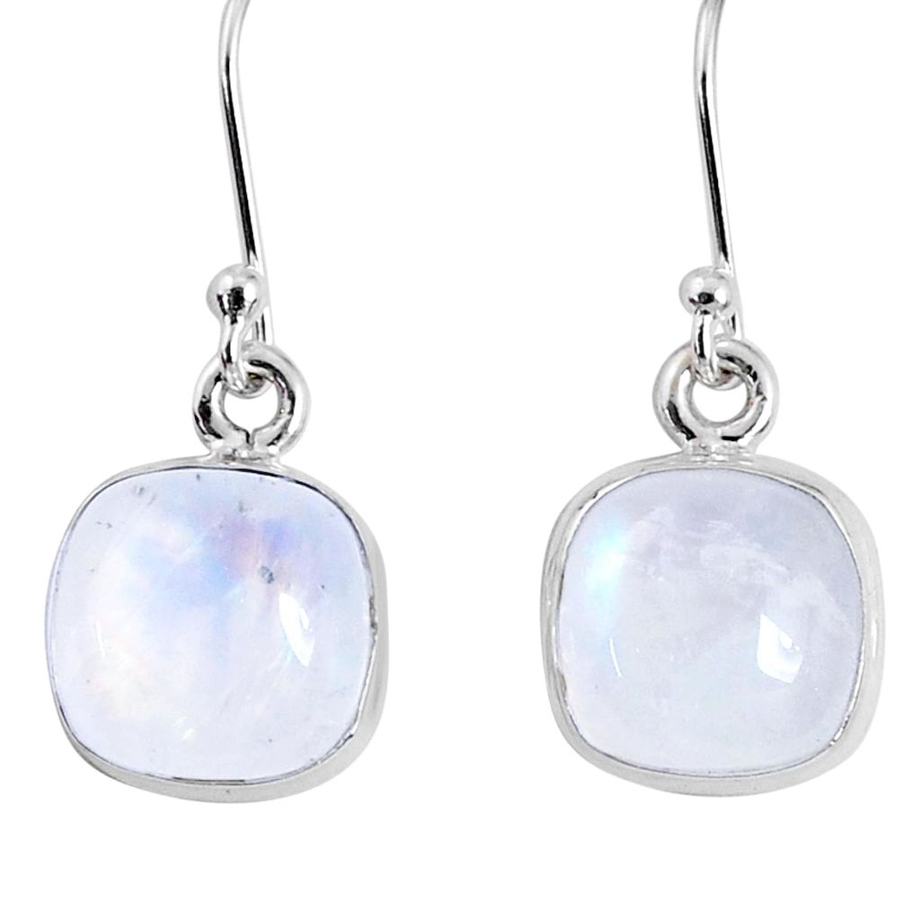 925 sterling silver 9.83cts natural rainbow moonstone dangle earrings r66798