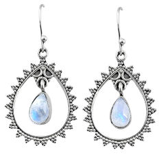 925 sterling silver 4.21cts natural rainbow moonstone dangle earrings r67074
