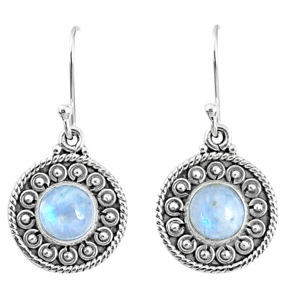 925 sterling silver 4.93cts natural rainbow moonstone dangle earrings r67114