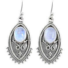 925 sterling silver 4.22cts natural rainbow moonstone dangle earrings r67180