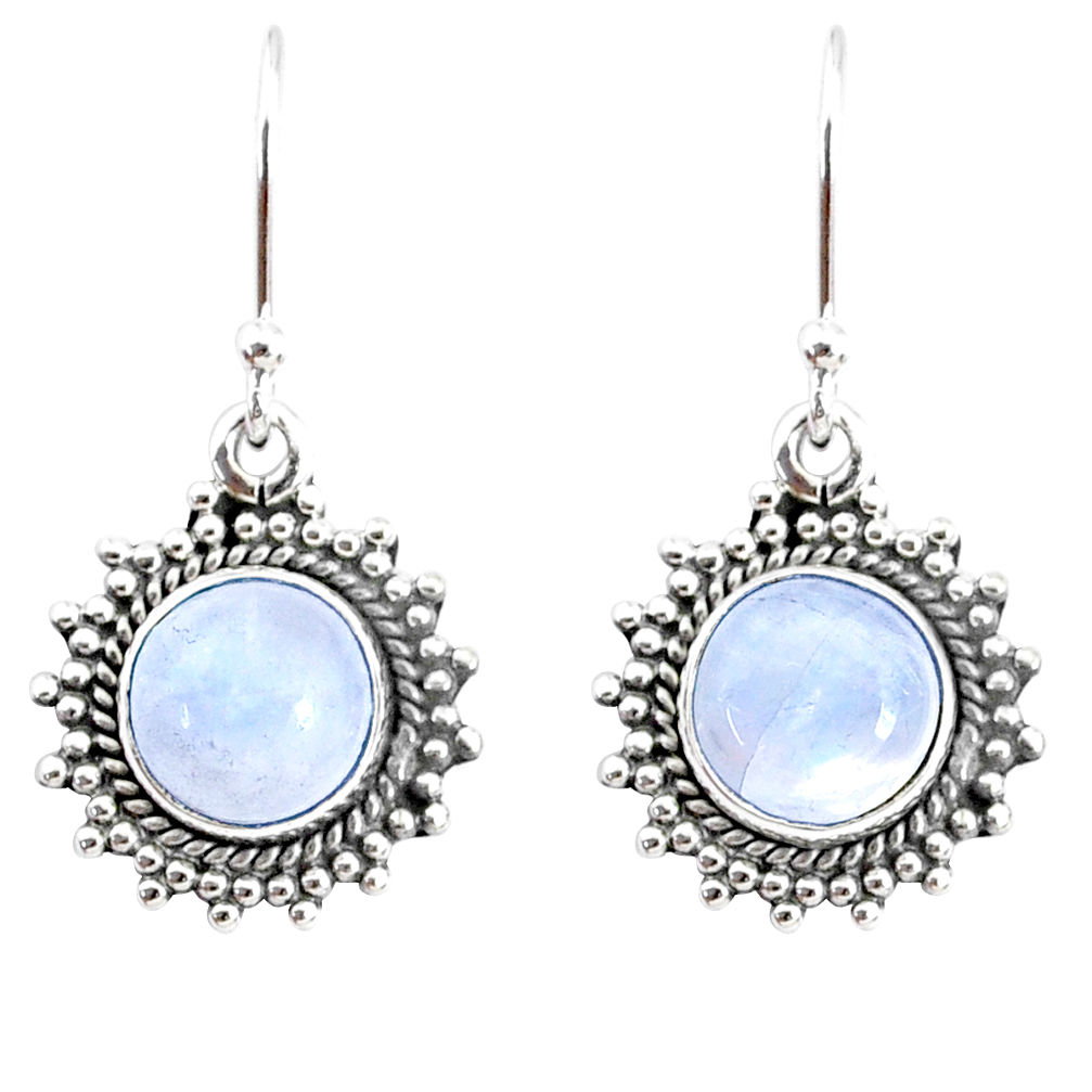 925 sterling silver 6.72cts natural rainbow moonstone dangle earrings r74898