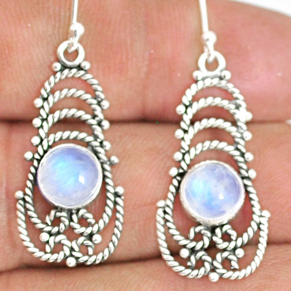 925 sterling silver 5.36cts natural rainbow moonstone dangle earrings r84104