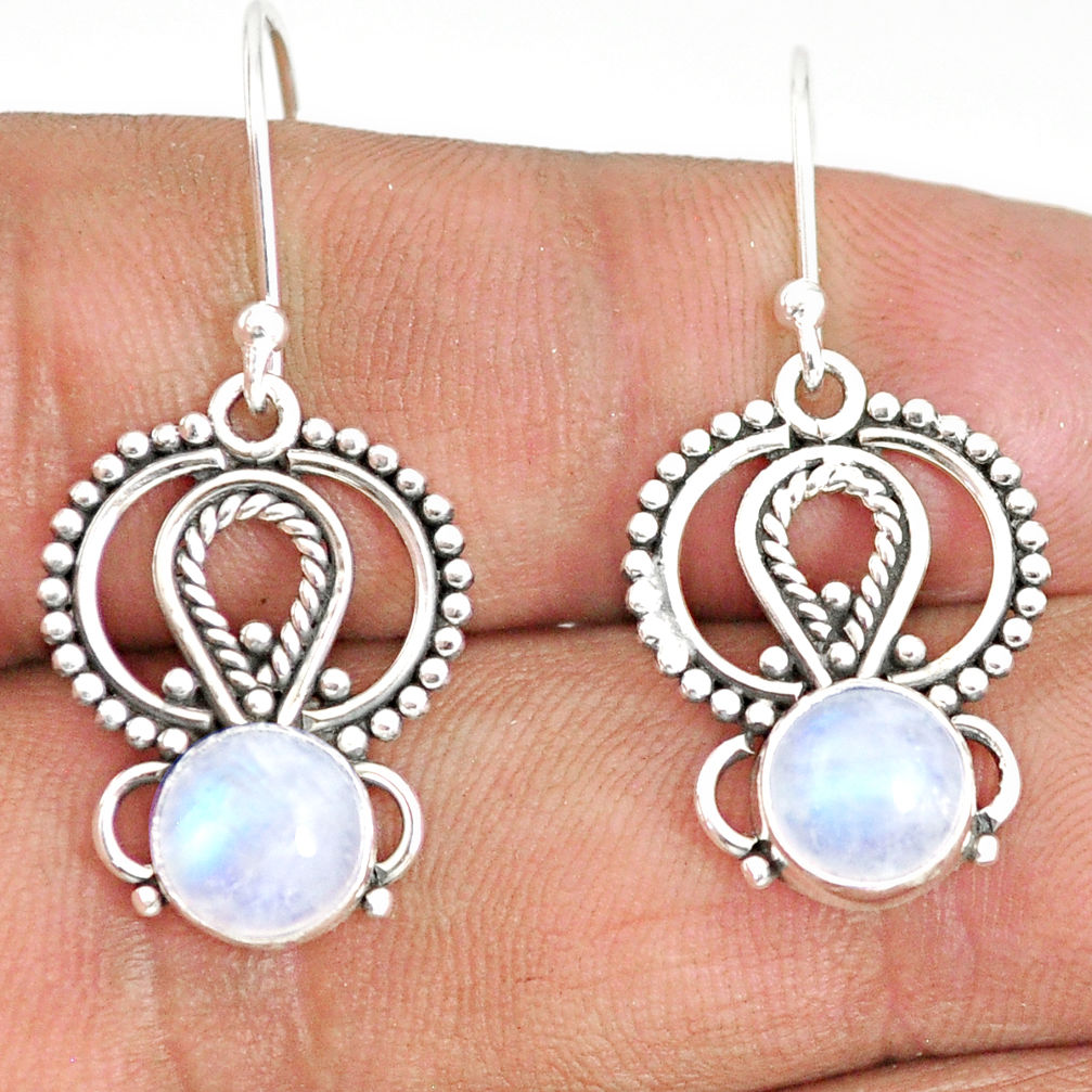925 sterling silver 5.24cts natural rainbow moonstone dangle earrings r84132