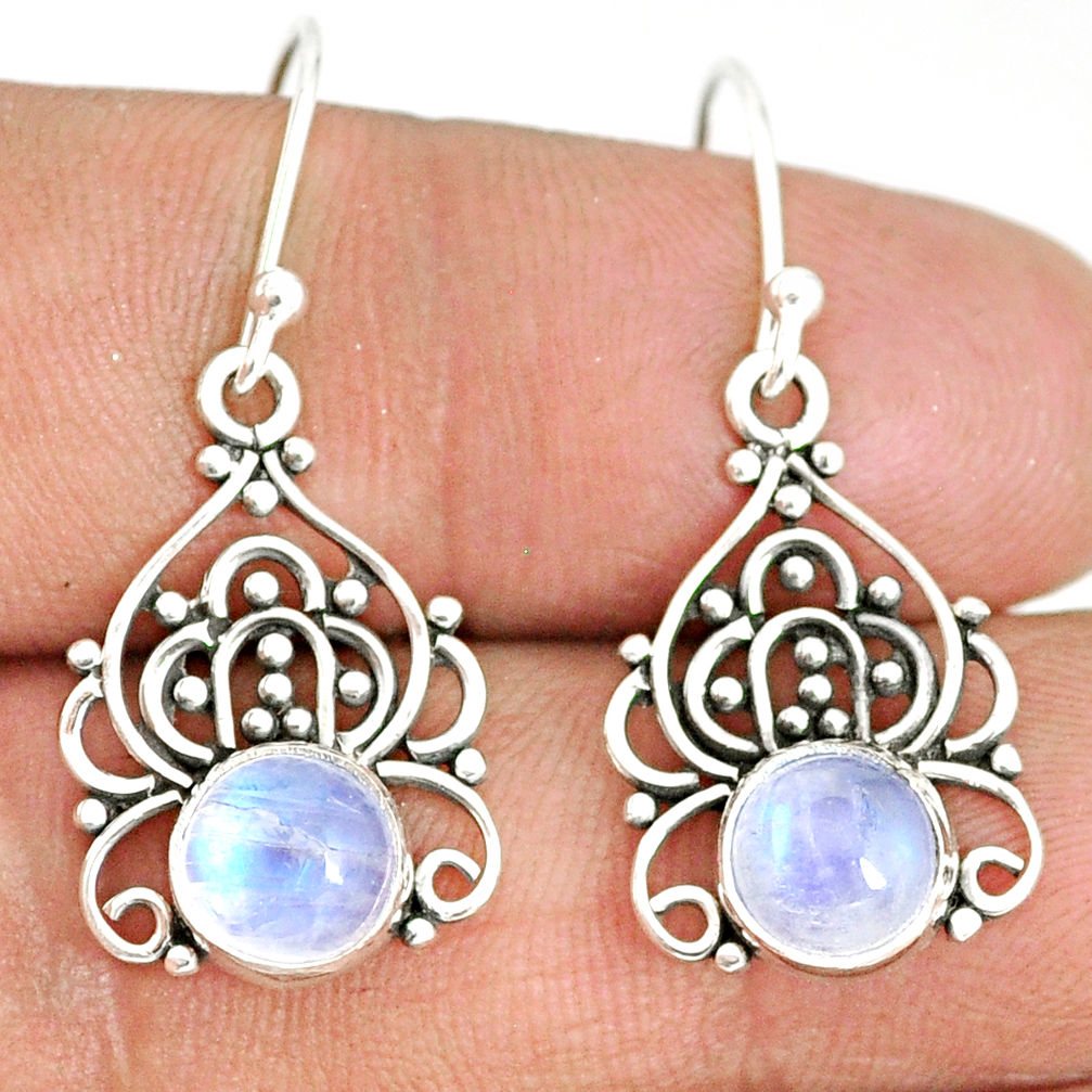 925 sterling silver 4.52cts natural rainbow moonstone dangle earrings r84136